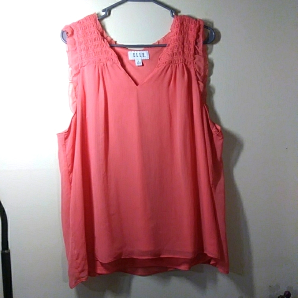 Coral Chiffon Sleeveless Top
